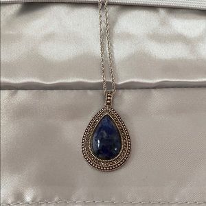Sterling silver blue pendant becklace